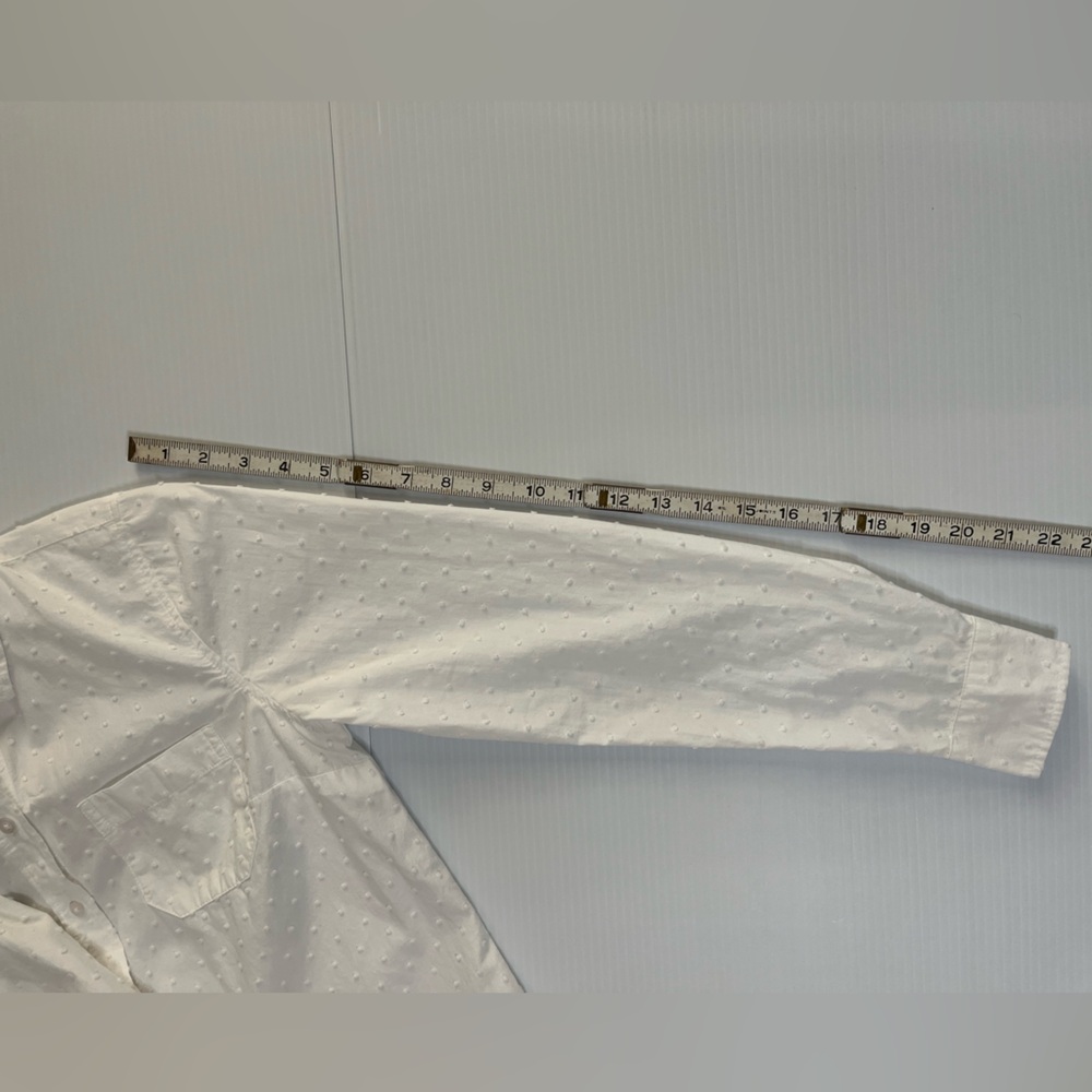 White Swiss Dot Button-Up Shirt XS - Picture 5 of 9